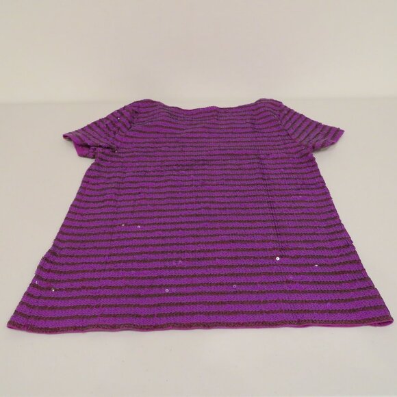 Women XXS Purple Sequins T-Shirt Top J.Crew Short Sleeve Crew Neck Sparkly Fun - Picture 10 of 11